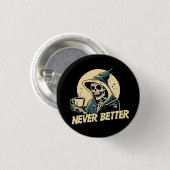 Skeleton Coffee Halloween Button (Vorne & Hinten)