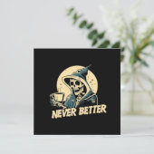Skeleton Coffee Halloween Einladung (Stehend Vorderseite)