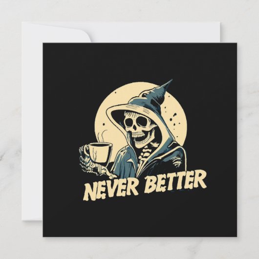 Skeleton Coffee Halloween Einladung (Vorderseite)