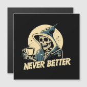 Skeleton Coffee Halloween Magnetkarte (Vorne/Hinten)