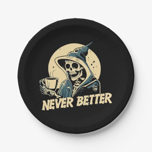 Skeleton Coffee Halloween Pappteller (Vorderseite)