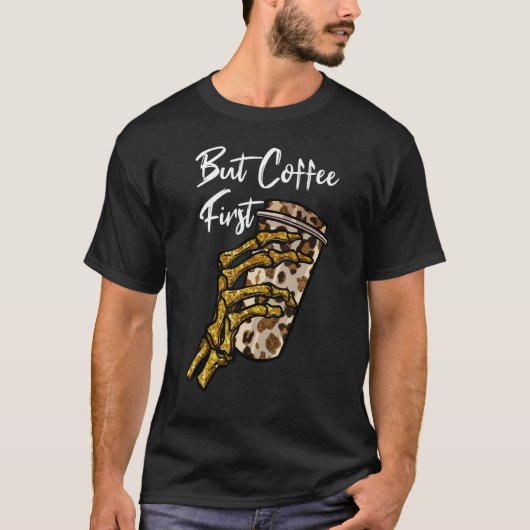 Skeleton Coffee Halloween Pumpkin Latte Drink Pump T-Shirt (Vorderseite)