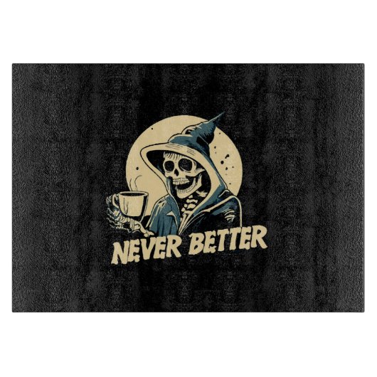 Skeleton Coffee Halloween Schneidebrett (Vorderseite)
