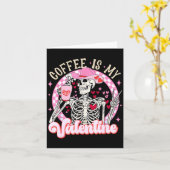 Skeleton Coffee Is My Valentine Funny Valentines D Karte (Gelbe Blume)