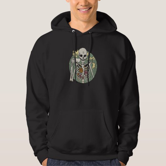 Skeleton Coffee Living Dead Zombie Skull Hoodie (Vorderseite)
