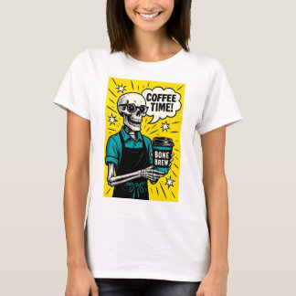 Skeleton Coffee Time - Klassischer Pop Art T-Shirt