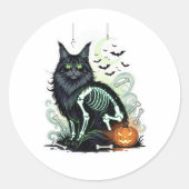 Skeleton Coon - Maine Coon Halloween Runder Aufkleber (Vorderseite)