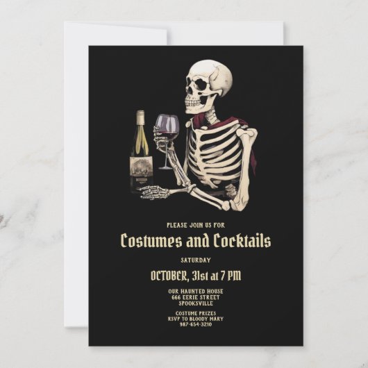 Skeleton Costume Halloween-Party Einladung (Vorderseite)