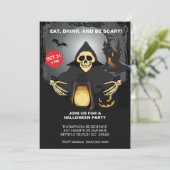 Skeleton Costume Halloween-Party Einladung (Stehend Vorderseite)