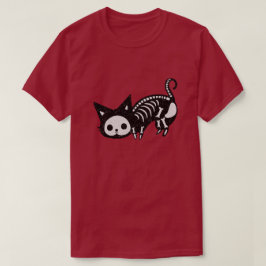 Skeleton Costume Kitty Halloween Glitzer T - Shirt