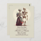 Skeleton Couple Ankündigung Datum freihalten Postkarte (Vorne/Hinten)