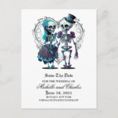 Skeleton Couple Ankündigung Datum freihalten Postkarte (Vorderseite)