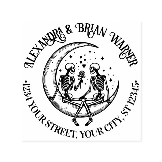 Skeleton Couple auf Crescent Moon Name Ret Adresse Permastempel (Design)