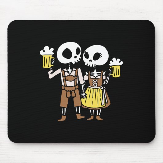 Skeleton Couple Beering Beer Halloween Mousepad (Vorne)