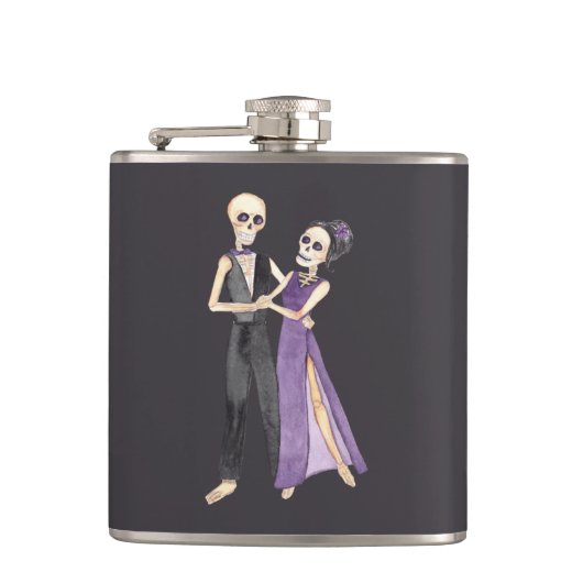 Skeleton Couple Dancing on a a Flachmann (Vorderseite)