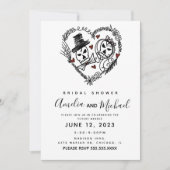 Skeleton Couple Doodle Illustration Brautparty Einladung (Vorderseite)