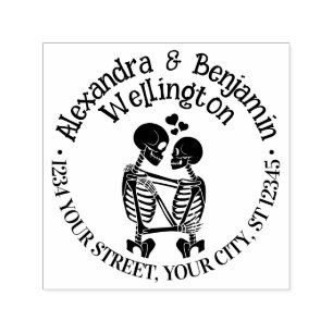 Skeleton Couple Embracing Name Rücksendeadresse Permastempel
