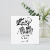 Skeleton Couple Feiertagskarte (Stehend Vorderseite)