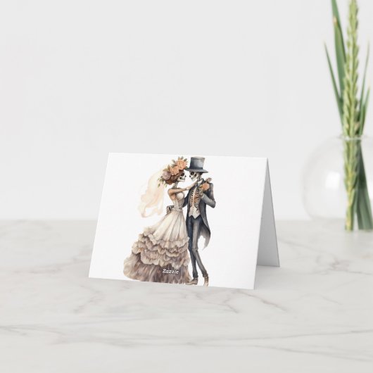 Skeleton Couple Folded Wedding Dankeschön Karte (Rückseite)
