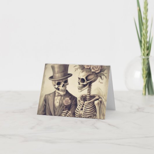 Skeleton Couple Folded Wedding Dankeschön Karte (Vorderseite)