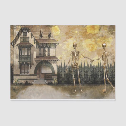 Skeleton Couple Halloween Dekoupage Tissue Paper Seidenpapier (Vorderseite)