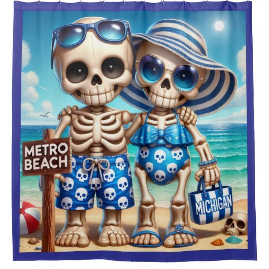Skeleton Couple Metro Beach Duschvorhang (Vorderseite)