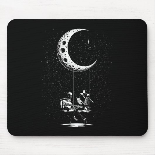 Skeleton Couple Moon Gitarre Halloween Mousepad (Vorne)