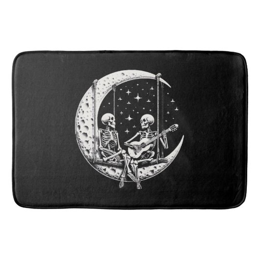 Skeleton Couple Moon Guitar Badematte (Vorderseite)