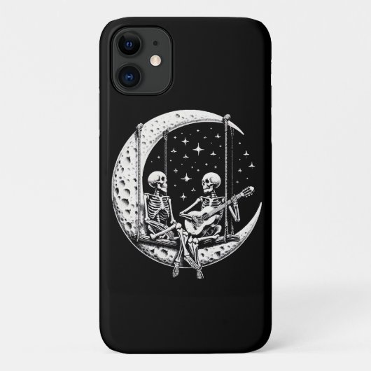 Skeleton Couple Moon Guitar Case-Mate iPhone Hülle (Rückseite)