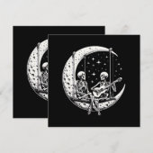 Skeleton Couple Moon Guitar Einladung (Vorne/Hinten)