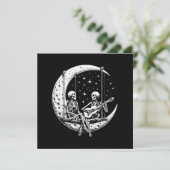 Skeleton Couple Moon Guitar Einladung (Stehend Vorderseite)