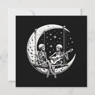Skeleton Couple Moon Guitar Einladung