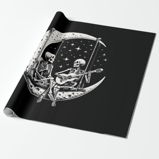 Skeleton Couple Moon Guitar Geschenkpapier (Ungerollt)