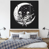 Skeleton Couple Moon Guitar Leinwanddruck (Insitu (Schlafzimmer))