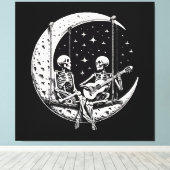 Skeleton Couple Moon Guitar Leinwanddruck (Insitu (Holzboden))