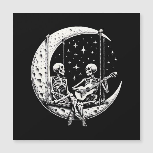 Skeleton Couple Moon Guitar Magnetkarte (Vorderseite)