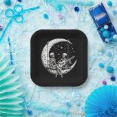 Skeleton Couple Moon Guitar Pappteller (Party)