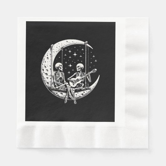 Skeleton Couple Moon Guitar Serviette (Vorderseite)