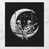 Skeleton Couple Moon Guitar Weinetikett (Einzelnes Label)