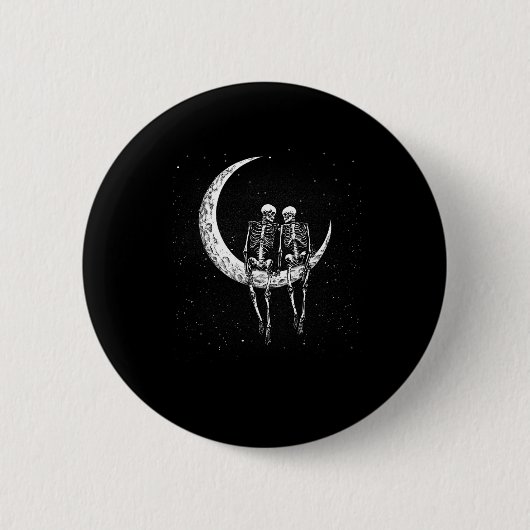 Skeleton Couple on Moon Fun Halloween Kostüme Männ Button (Vorderseite)