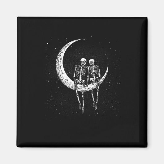 Skeleton Couple on Moon Fun Halloween Kostüme Männ Magnet (Vorne)