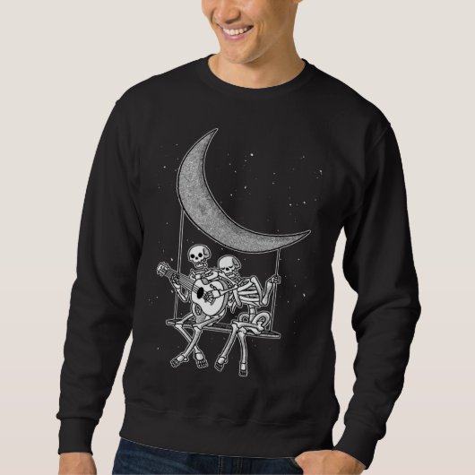 Skeleton Couple Playing the Guitar Swinging from t Sweatshirt (Vorderseite)