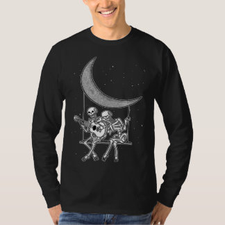 Skeleton Couple Playing the Guitar Swinging from t T-Shirt