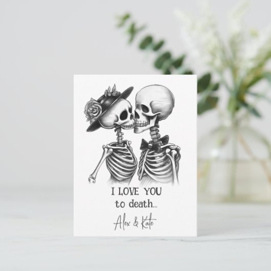 Skeleton Couple Postkarte (Stehend Vorderseite)