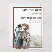 Skeleton Couple QR Code Gothic Wedding Save The Date (Vorderseite)