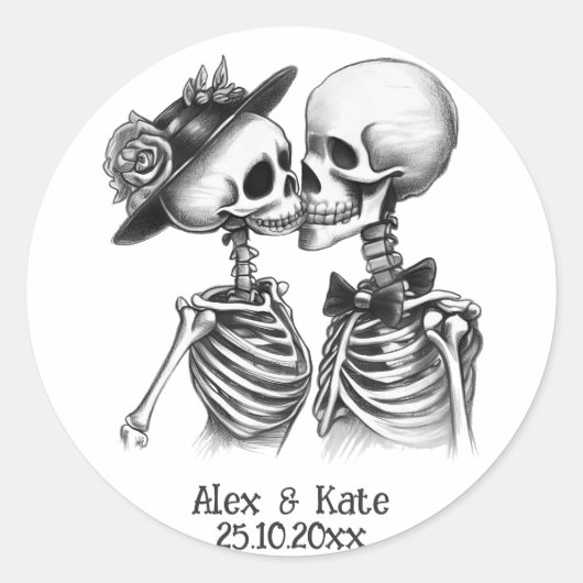 Skeleton Couple Runder Aufkleber (Vorderseite)