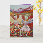Skeleton Couple Spooky Romance Karte (Gelbe Blume)