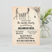 Skeleton Couple w 4 kids Halloween Housewarming Einladung (Stehend Vorderseite)