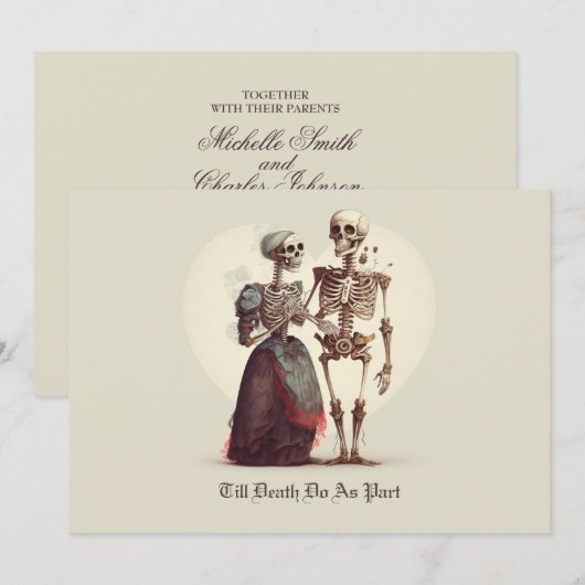Skeleton Couple Wedding Einladung (Vorne/Hinten)
