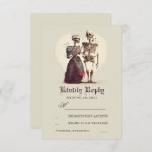 Skeleton Couple Wedding RSVP Karte (Vorne/Hinten)
